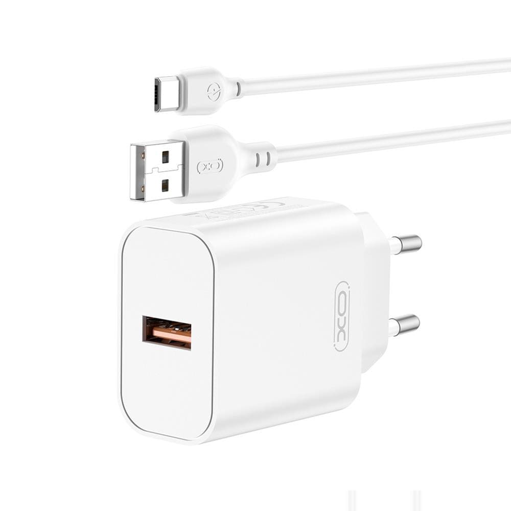 XO USB-oplader med USB QC 18W + USB til USB-C-kabel
