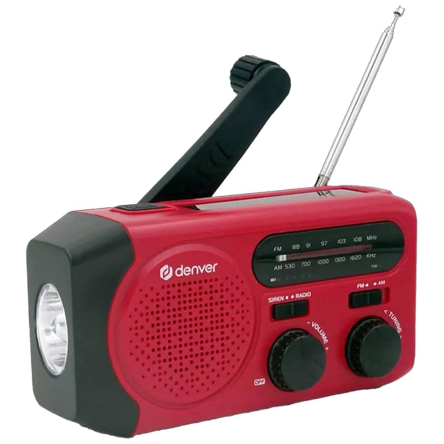Denver SCR-2010 håndsvingradio med solcelleopladning og 2000 mAh batteri