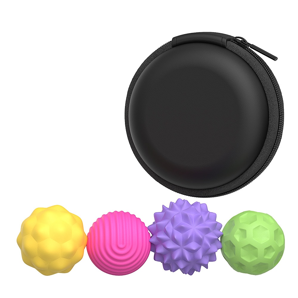 Antistressbolde med etui - 4-pak farverig