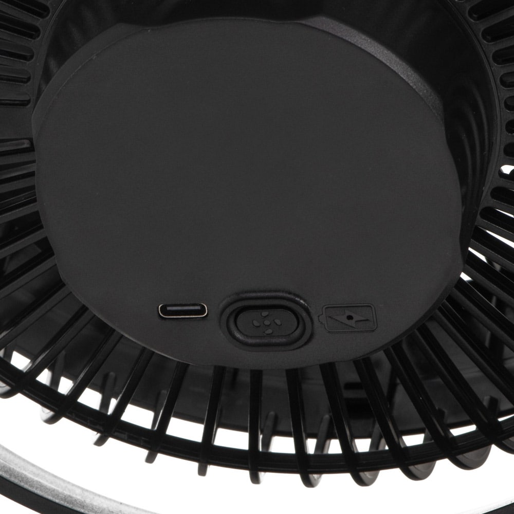 Genopladelig bordventilator med klemme / lydsvag 360° USB-ventilator / campingventilator / drejelig ventilator