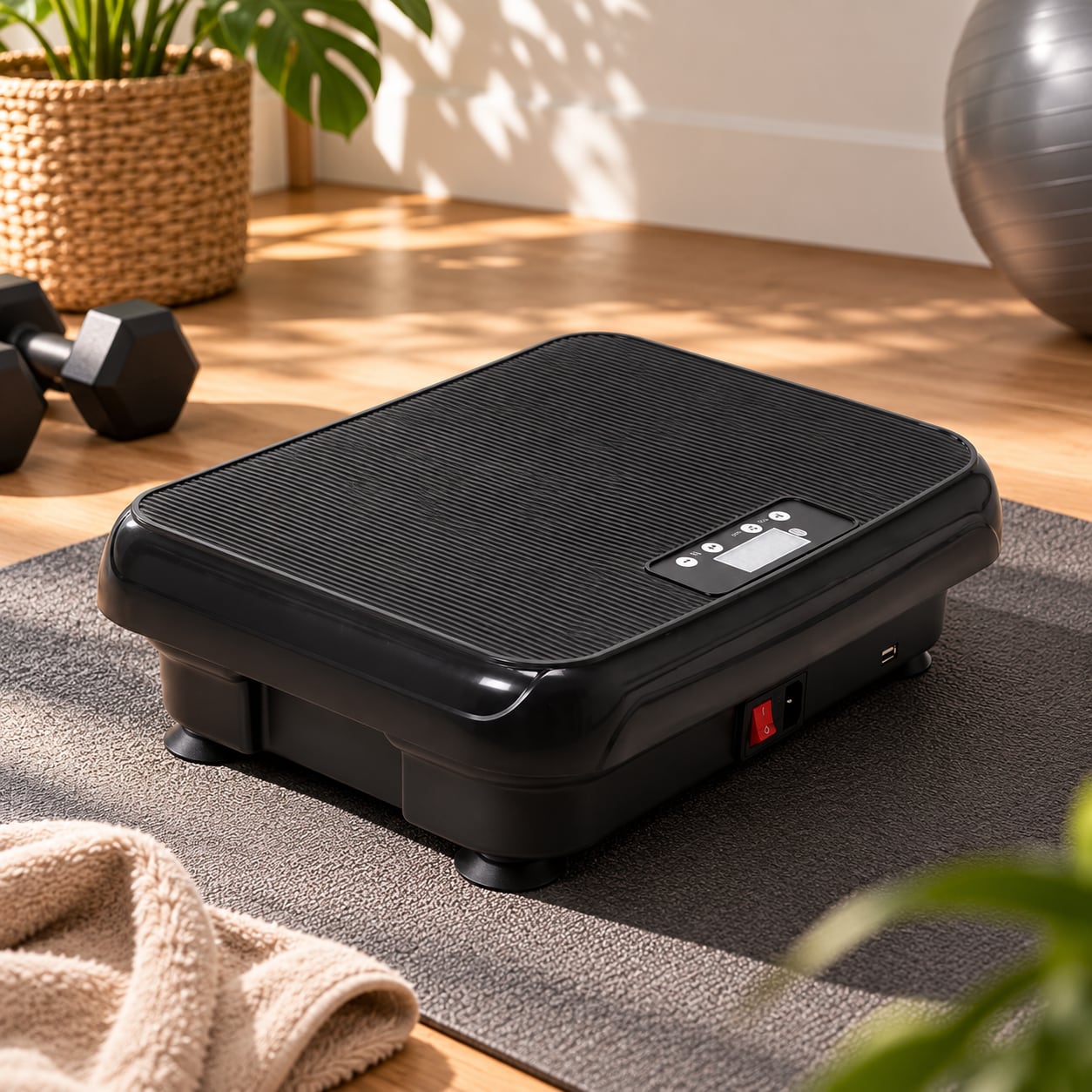 Vibrationsplade med LCD-display, 44 cm – Svart / Vibrationsplatform / Træningsplade / Vibro Shaper