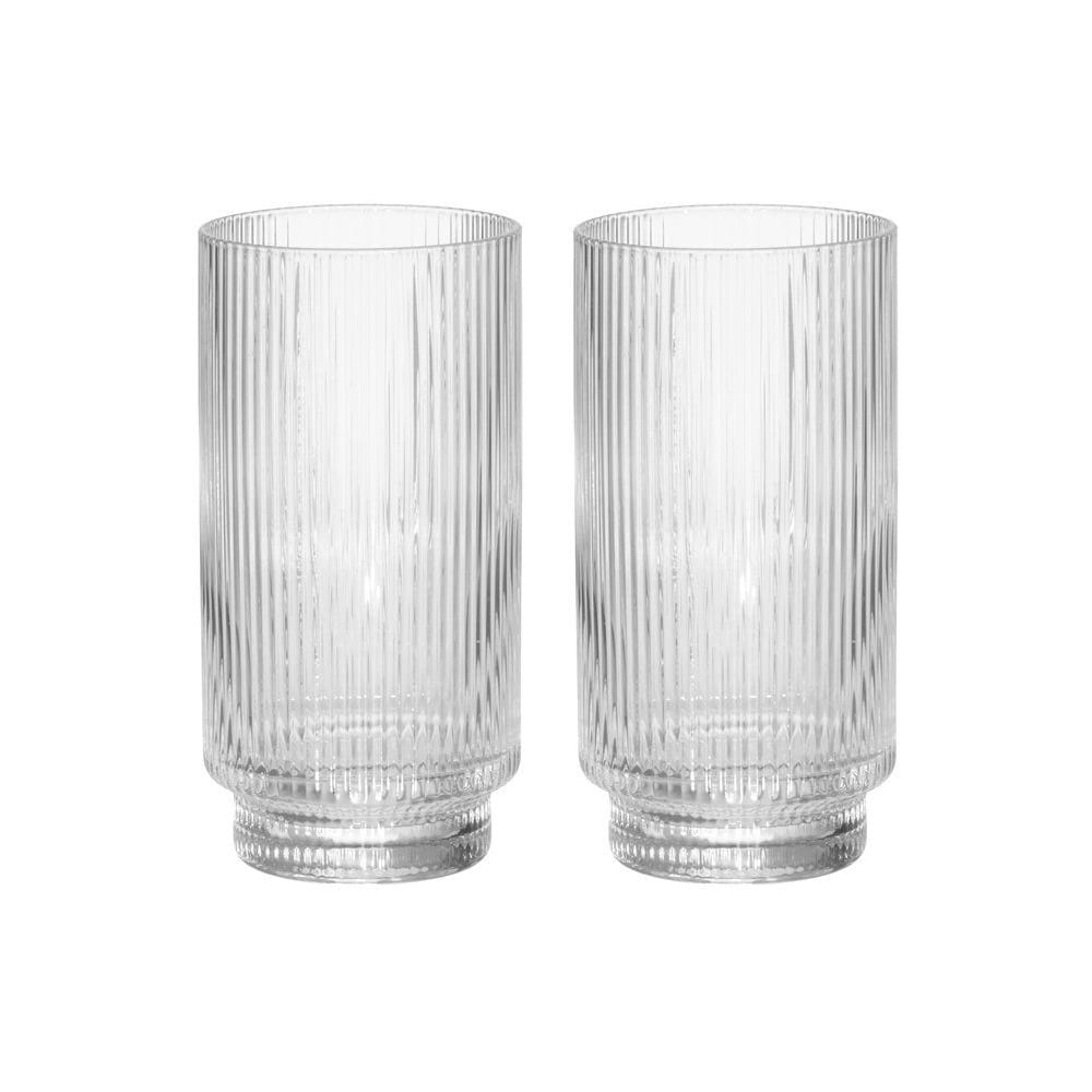 Ribbet drikkeglas i klart glas, 49 cl, 2-pak
