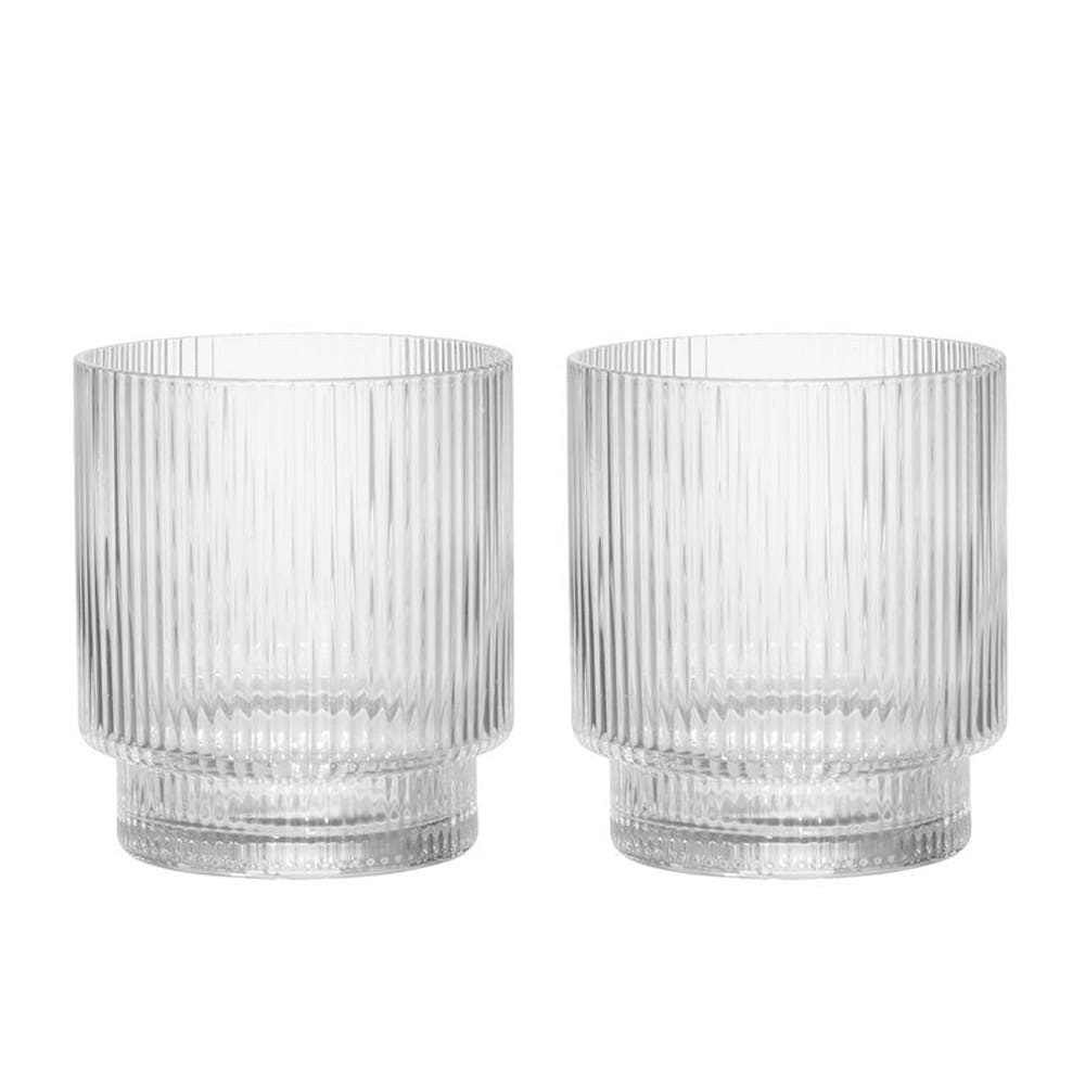 Ribbet drikkeglas i klart glas, 31 cl, 2-pak