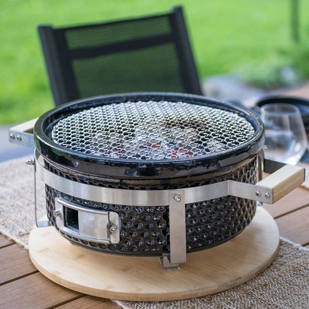 Keramisk Hibachi-kulgrill med bambusbund og jalusta i stål, Ø 30 cm