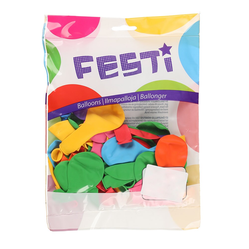 Flerfarvede balloner 22 cm - 100 stk
