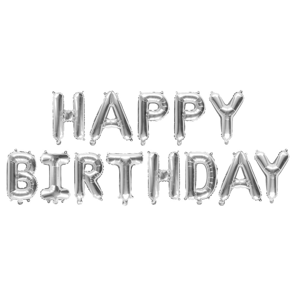Happy Birthday folieballonsæt - Sølv
