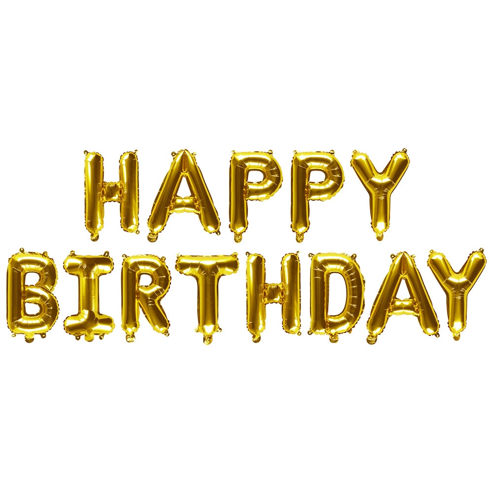 Happy Birthday folieballonsæt - Guld