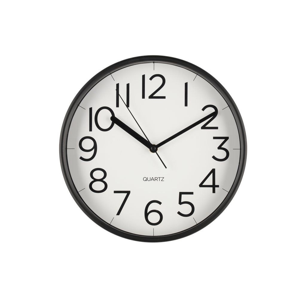 Vægur Tiempo 30 cm med lydløs mekanisme - Svart