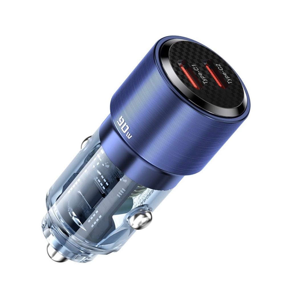 Qualo 90W biloplader med to USB-C-porte og hurtig opladning