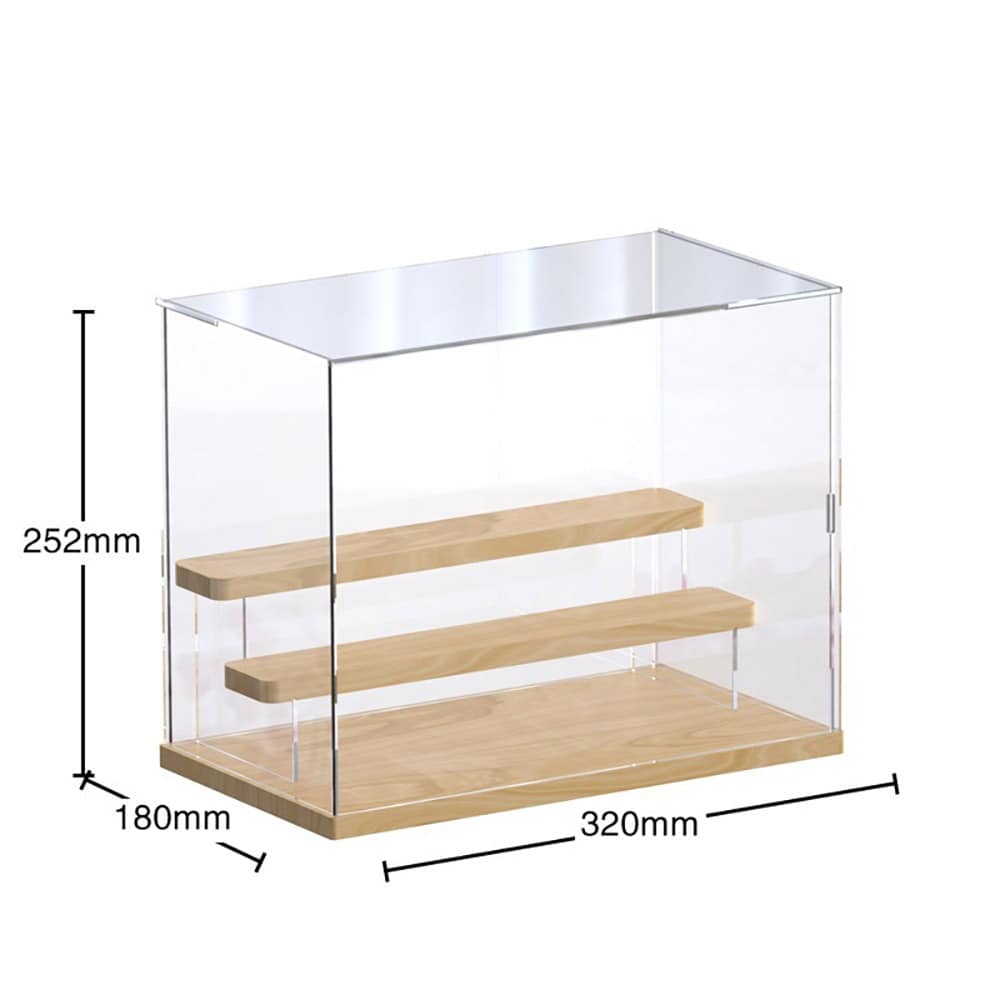 Klar plastboks med trædetaljer 32 × 25,2 × 18 cm
