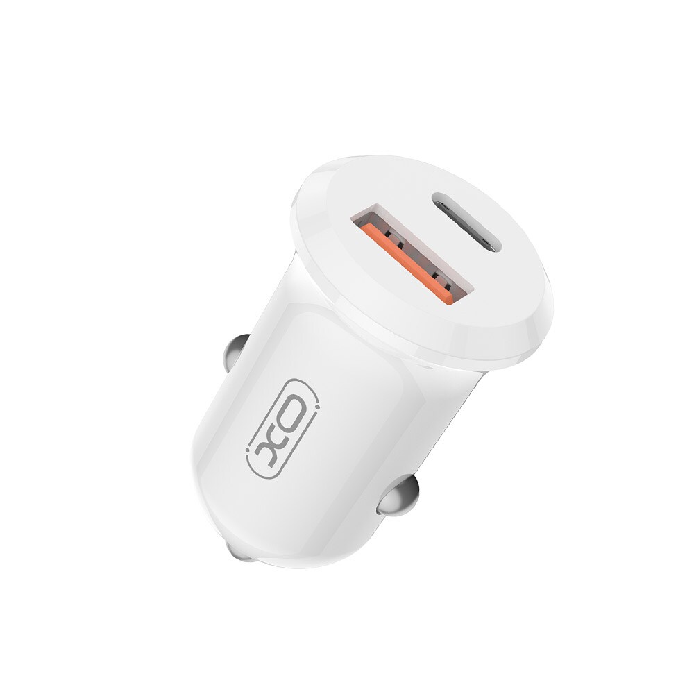 XO Biloplader med USB-A + USB-C - 30W PD & QC hurtig opladning