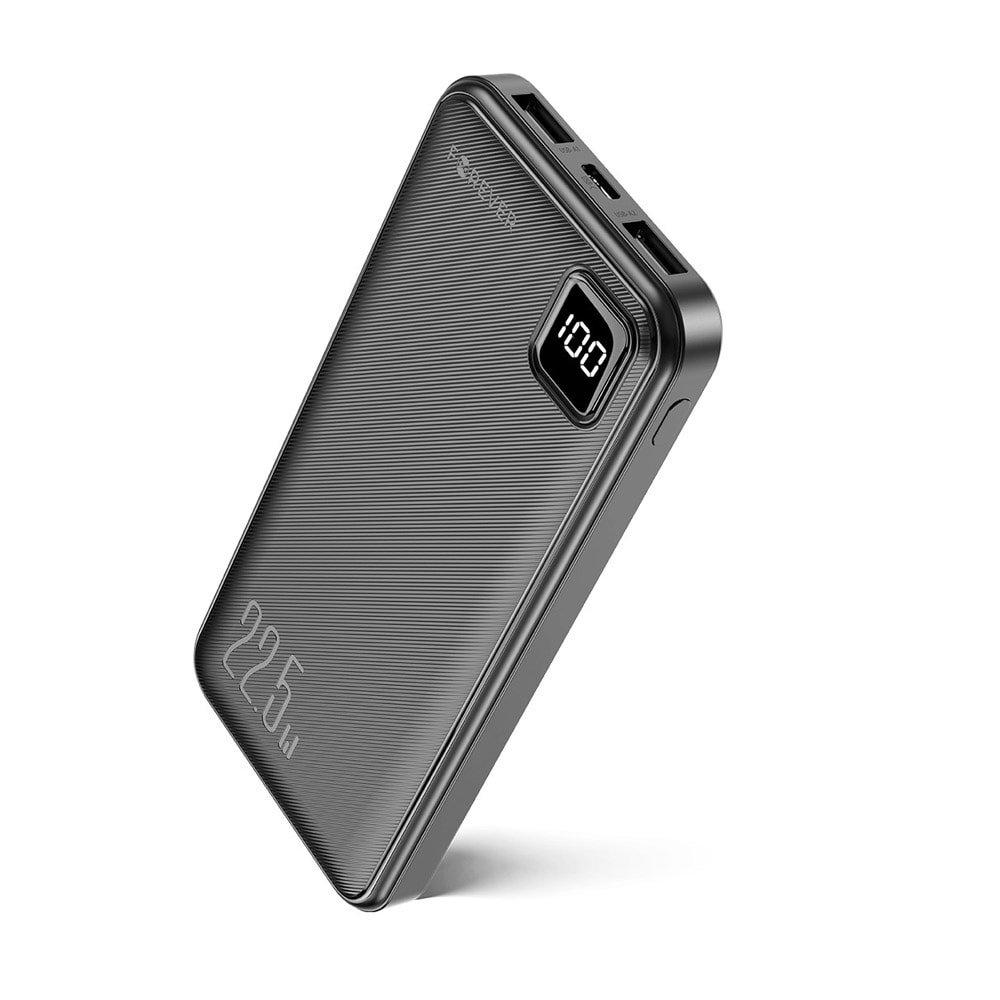 Forever Powerbank 10000mAh 22,5W med USB-C PD og USB QC - Svart