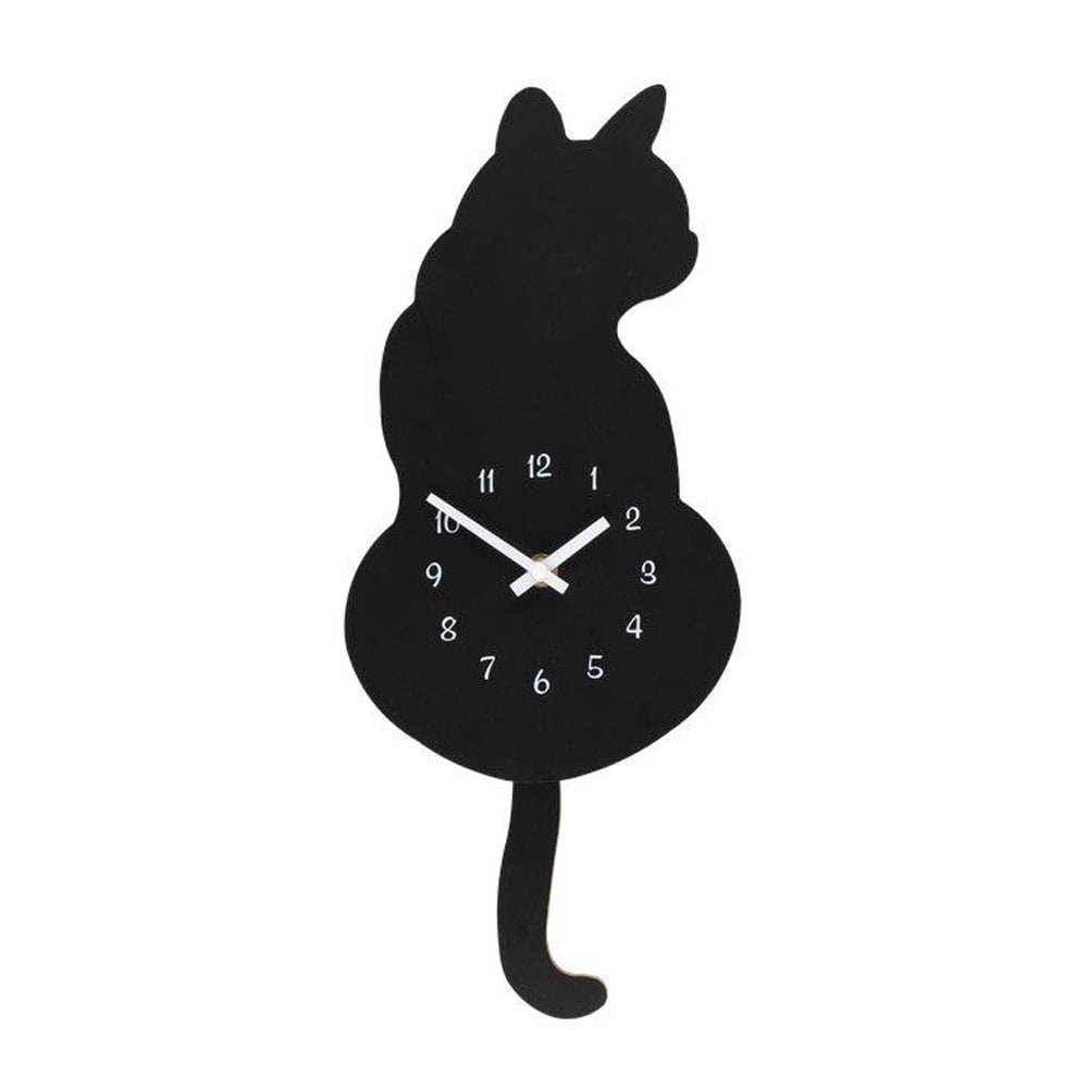 Vægur Svart Kat