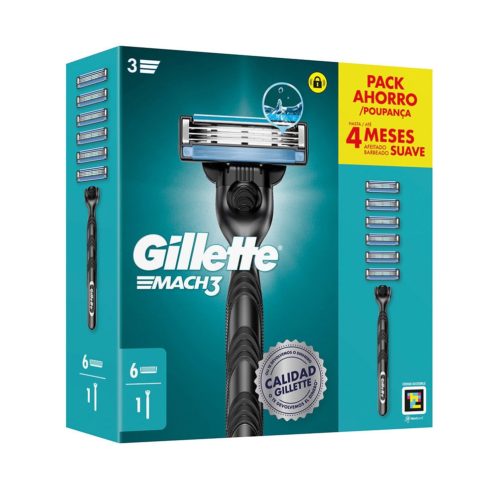 Gillette Mach3 barbersæt med 6 barberblade