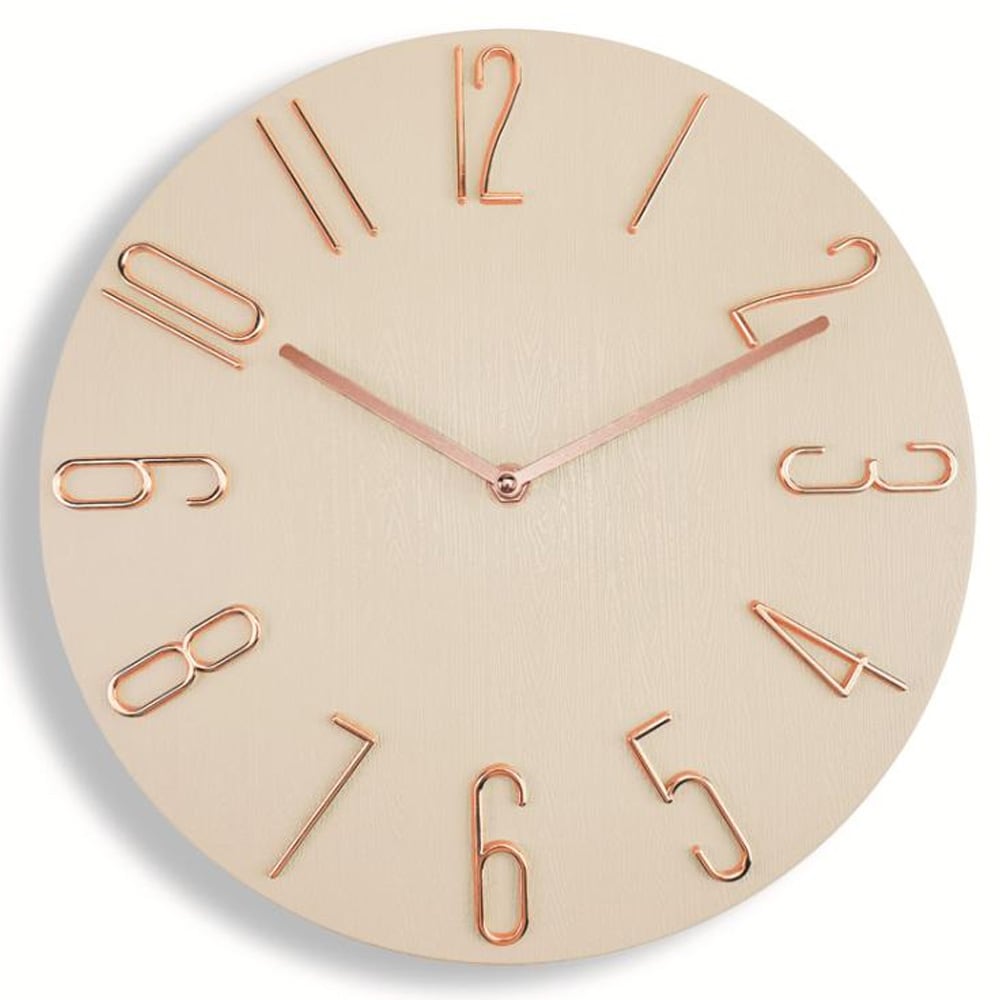 Minimalistisk analogt vægur 30cm - Beige