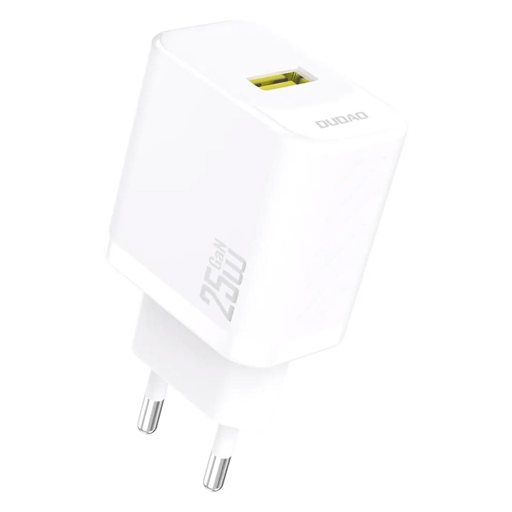 Dudao A27S 25W GaN USB-oplader – hurtig opladning med QC 3.0, hvid