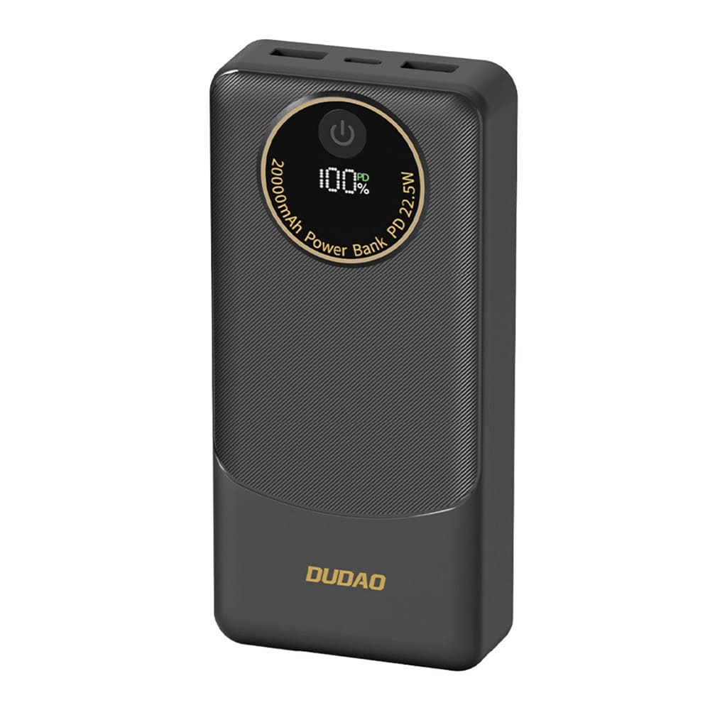Dudao Powerbank 20.000 mAh 22,5 W PD med 2×USB-A og USB-C – Sort