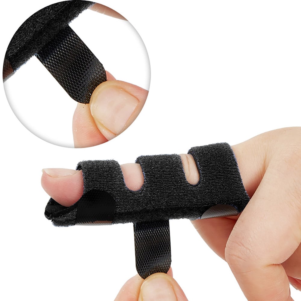 Fingerstøtte med aluminium og stofstrop til fastgørelse