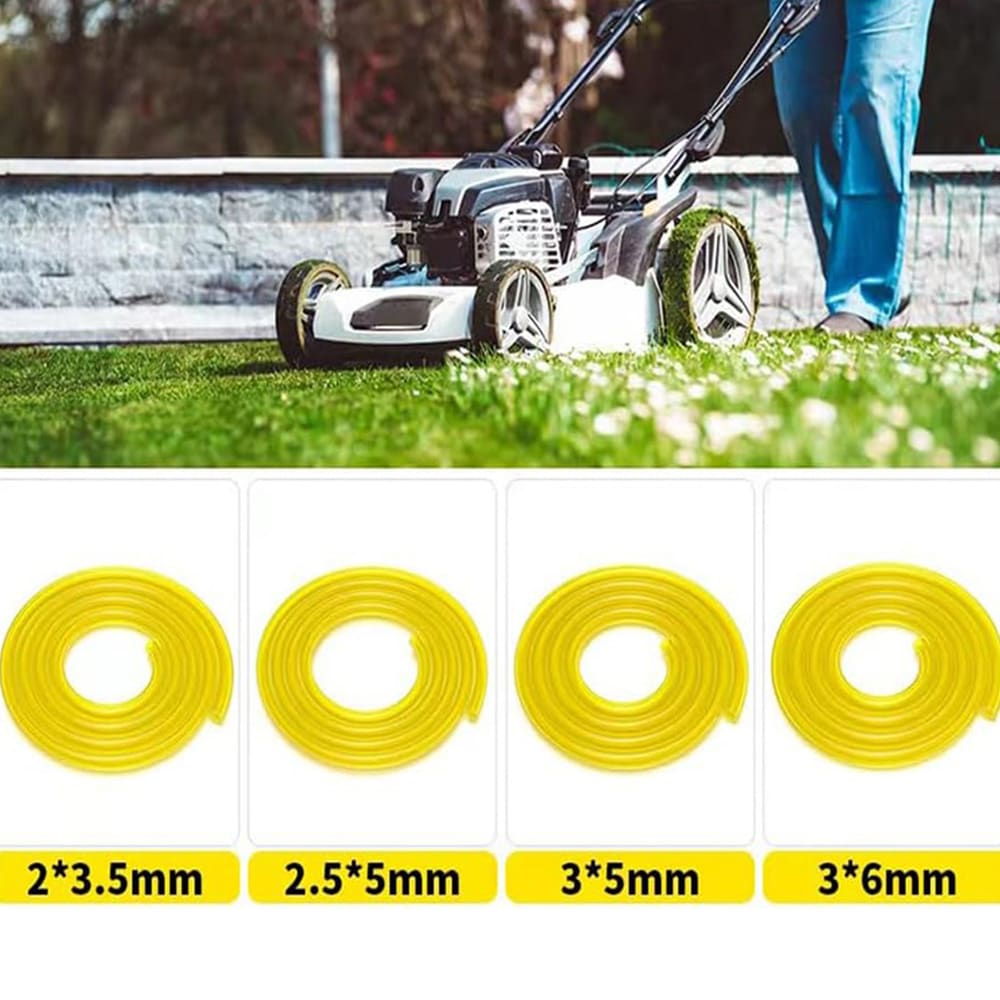 Brændstofslange 5 stk. til trimmer / kædesav / løvblæser / buskrydder / plæneklipper - 4 størrelser på 1,5 meter
