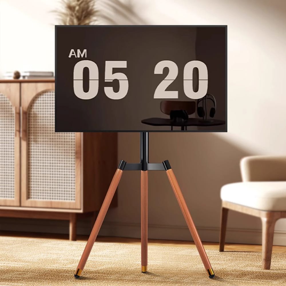 Gulvstående tv-beslag med træben til 37-65"