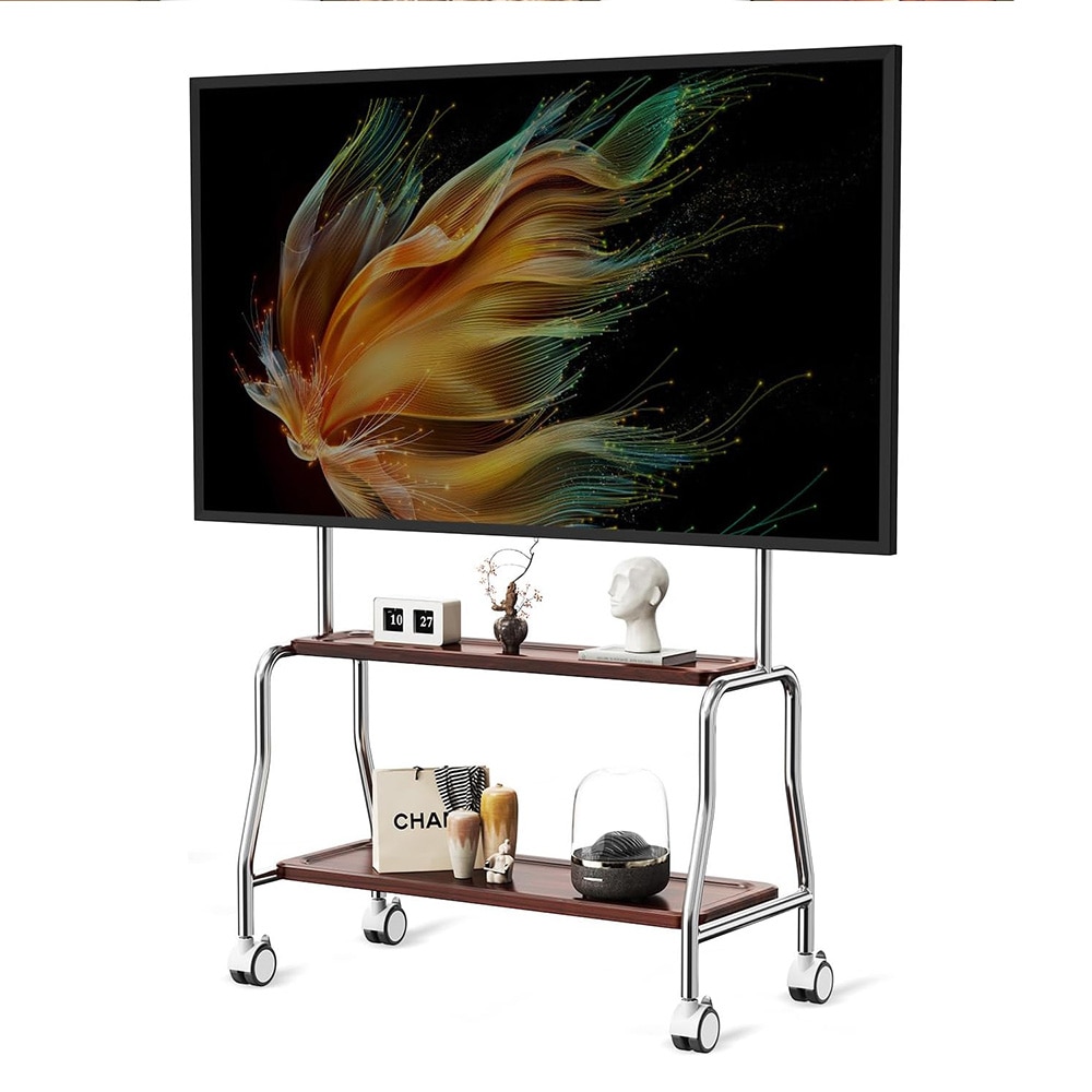 Gulvstander med hjul og 2 hylder til TV 32-75" op til 60 kg