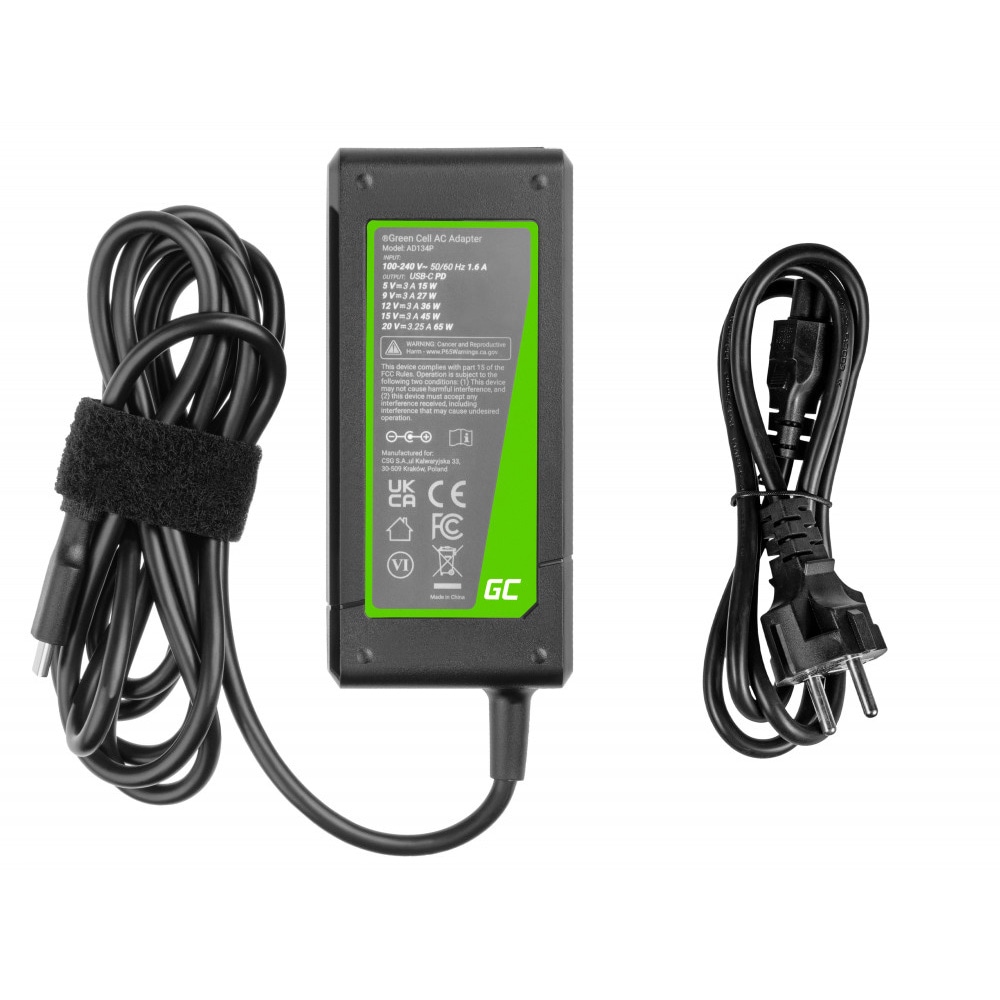 Green Cell PRO USB-C-oplader 65W til bærbar computer og tablet