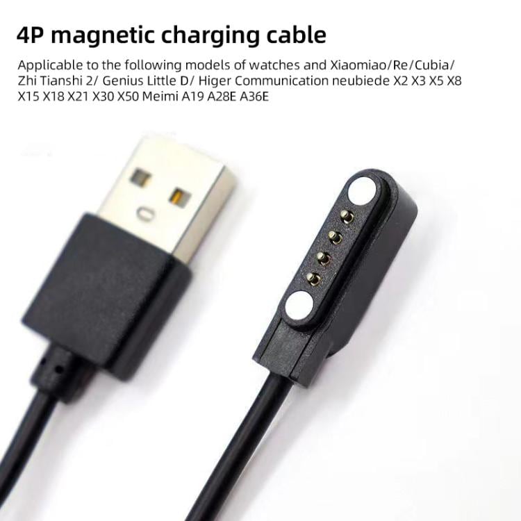 Magnetisk USB-opladekabel til smartwatches 60 cm – Sort