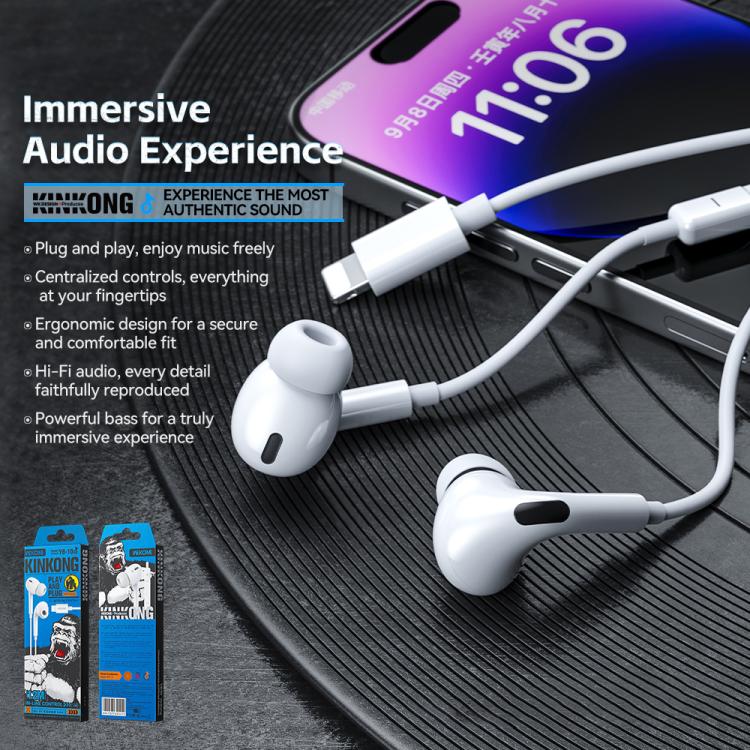 In-Ear-headset med belysningsstik - hvid