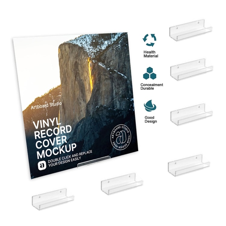 Væghylde til vinylplader i 6-pak