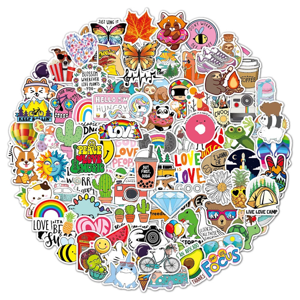 100 stk klistermærker med sommertema