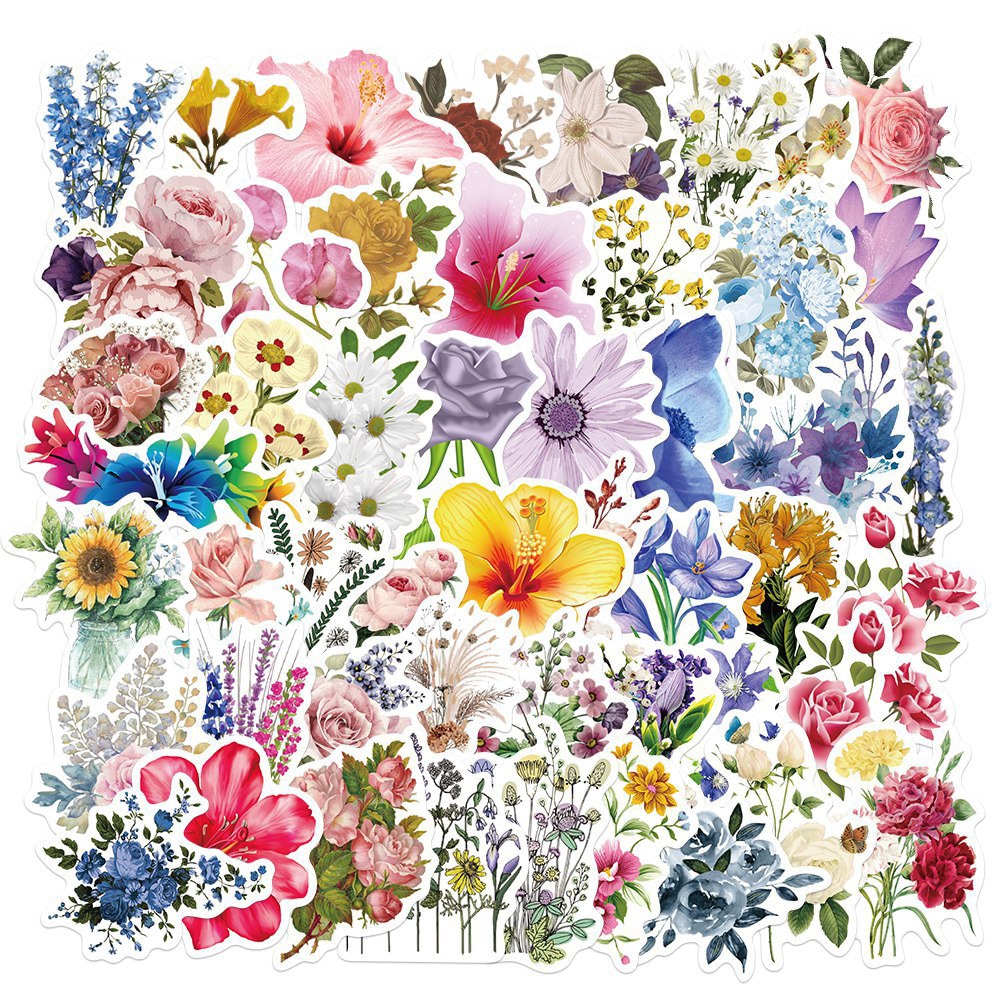 Blomsterklistermærker 50-pak