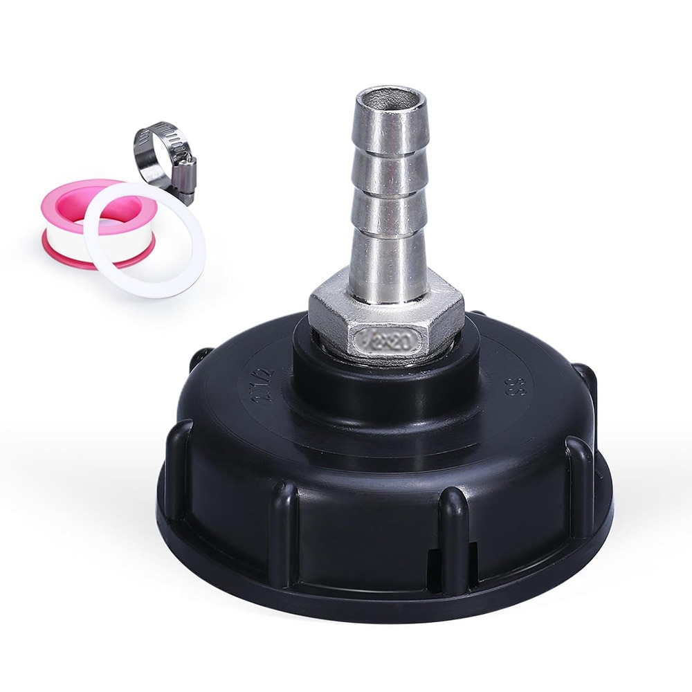 Koblingsadapter til IBC-tank S60x6mm til 15mm slangekobling i rustfrit stål
