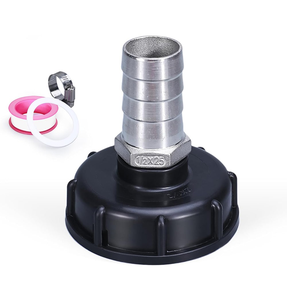 Koblingsadapter til IBC-tank S60x6mm til 25mm slangekobling i rustfrit stål