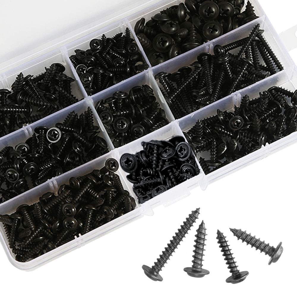 Kasse med selvskærende skruer 360 dele i kulstofstål