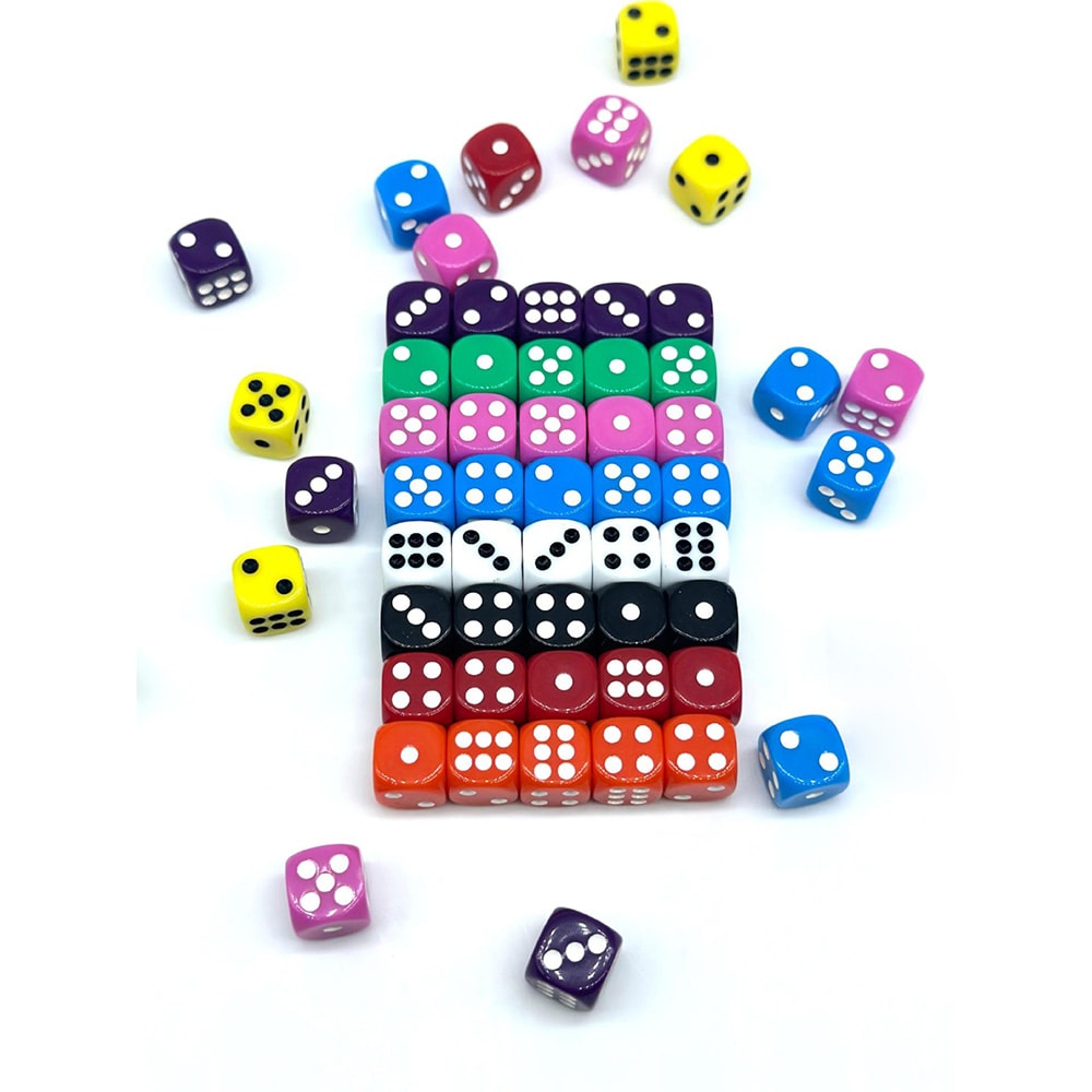Terninger i blandede farver 100-pak