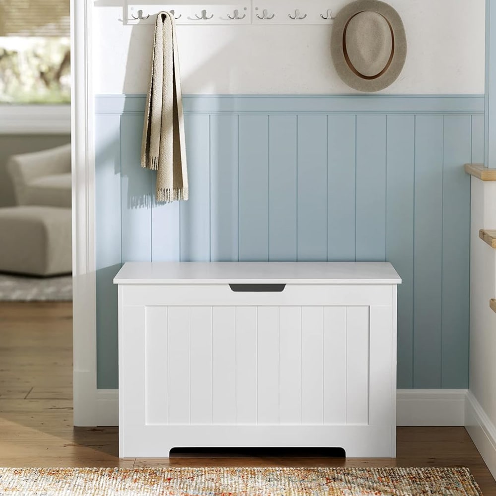 Opbevaringsbænk med låg 76×40×48 cm – Hvid