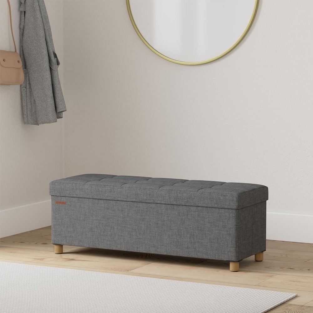 Stor fodskammel med opbevaring 110 × 40 × 38 cm - Grå
