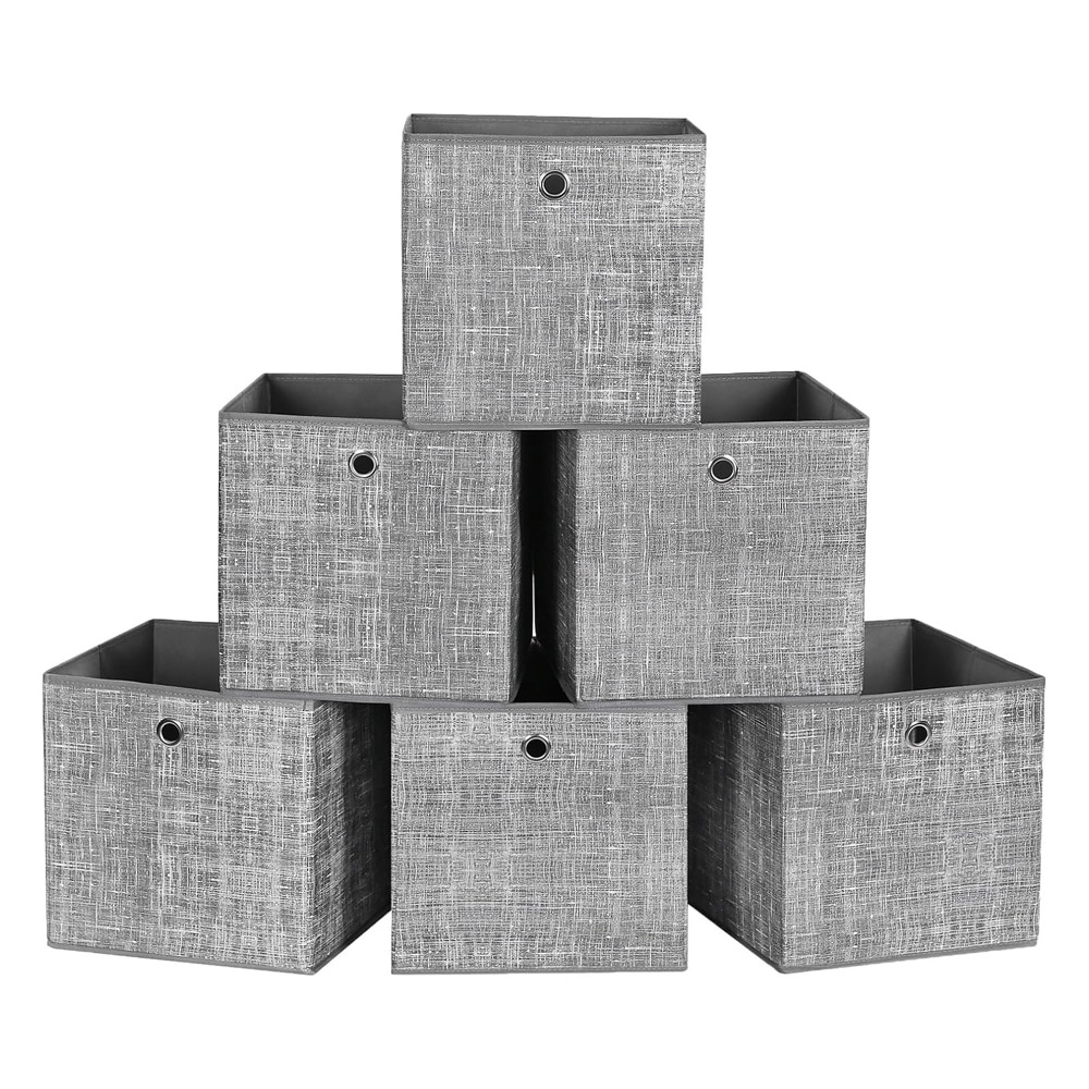 Sammenklappelige opbevaringskasser 26 × 26 × 28 cm 6-pak – Grå