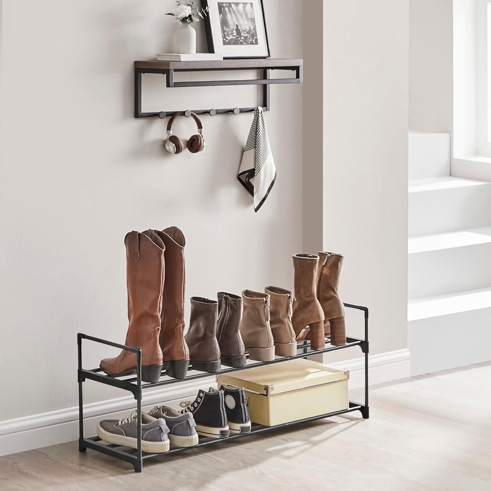 Skostativ i metal med 2 hylder - Svart