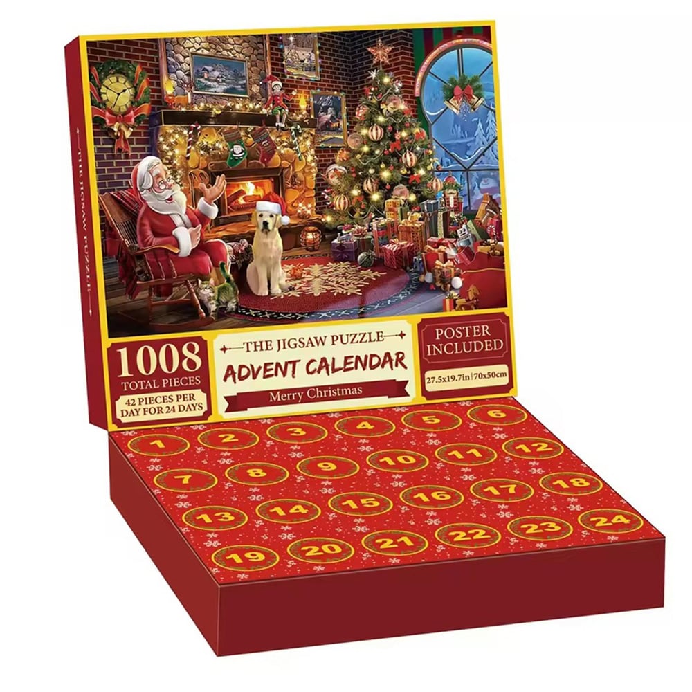 Adventskalender med puslespil 70 × 50 cm - 1008 brikker