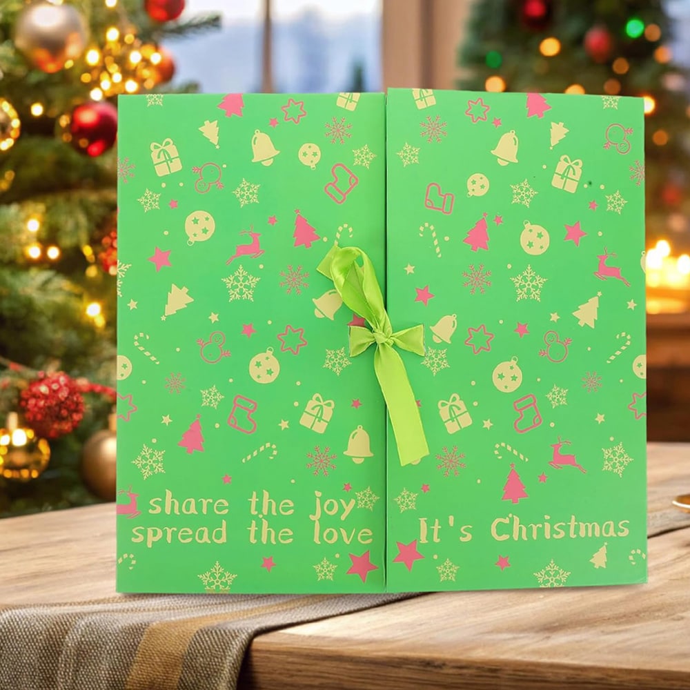 Adventskalender med 24 udtræksskuffer - Grøn