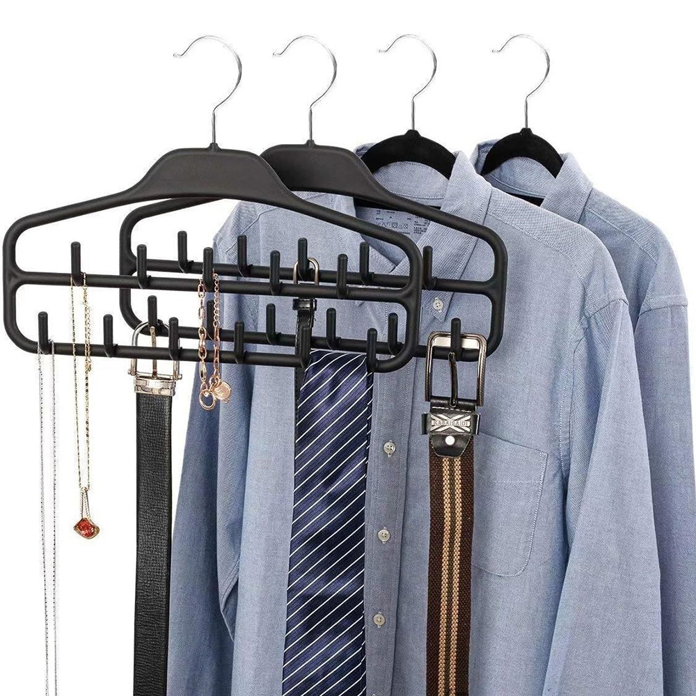 Bøjler til slips og bælter, 2-pak med anti-slip