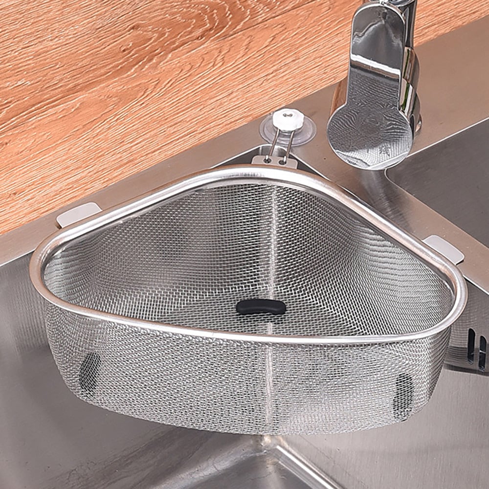 Sien i rustfrit stål til hjørnemontering i vasken