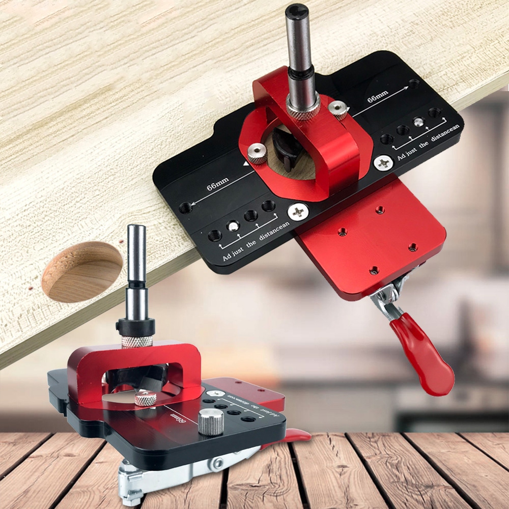 Boreskabelon til 35 mm skabslåger i metallegering