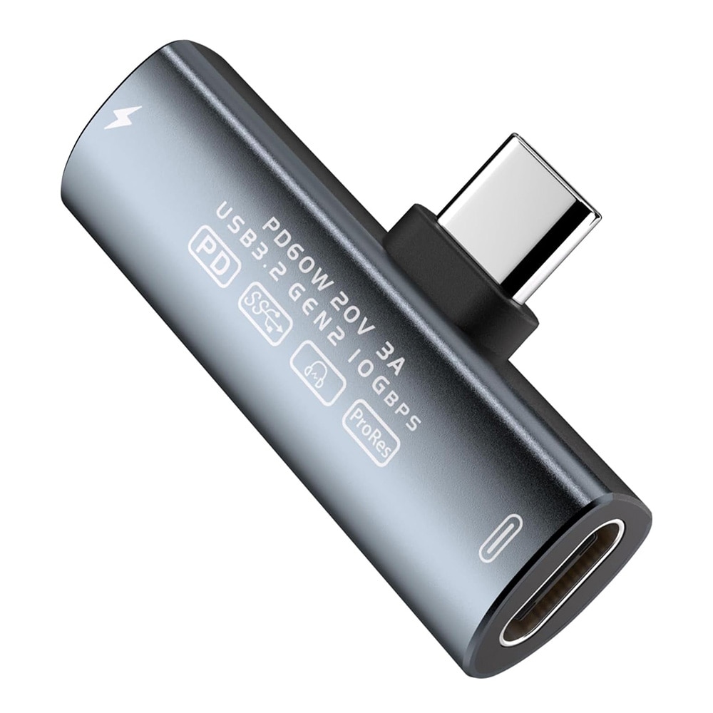 USB-C 3.2-adapter med PD 60W til lyd, opladning og dataoverførsel