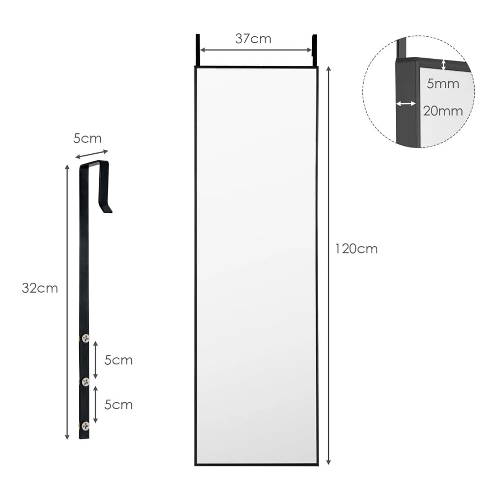 Spejl i fuld længde med ramme 120 × 37 cm – sort