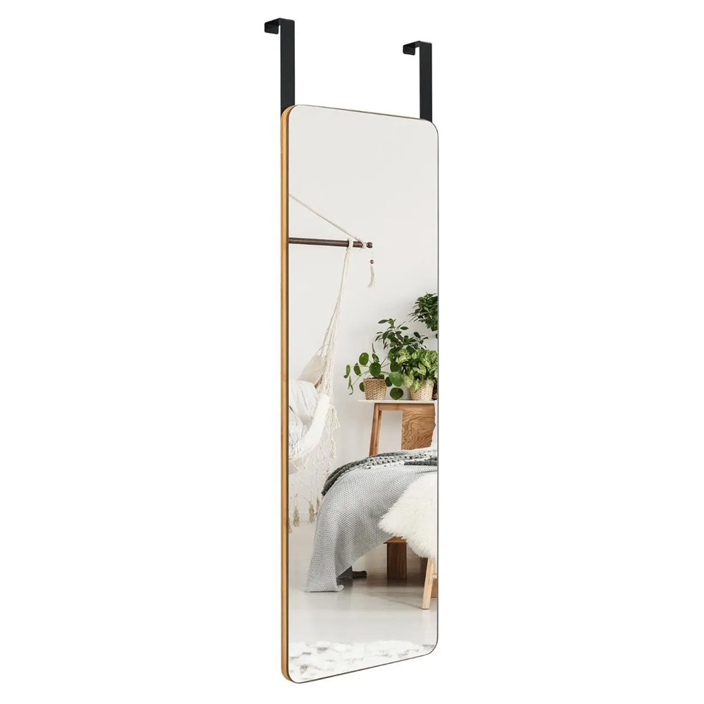 Vægspejl / dørspejl 100 × 35 cm – Natur