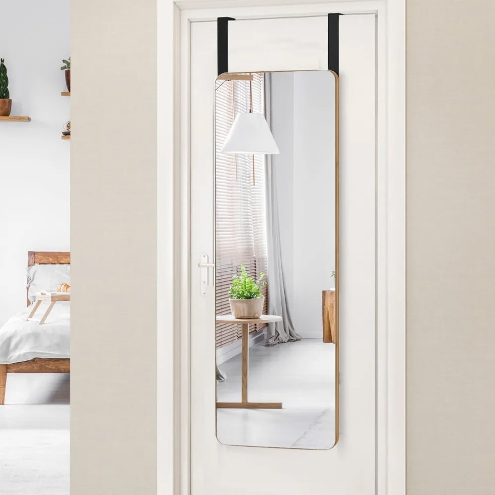 Vægspejl / dørspejl 100 × 35 cm – Natur