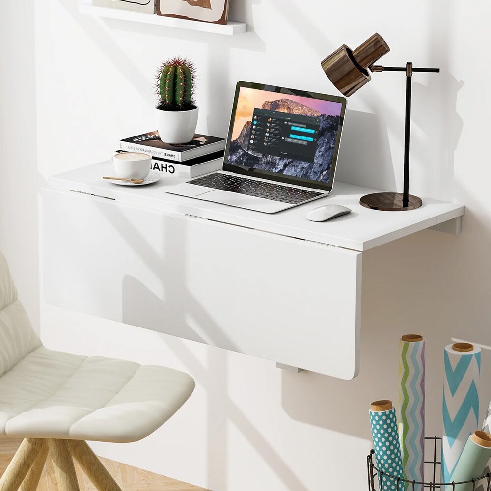 Væghængt klapbord 80 × 60 cm – Hvid