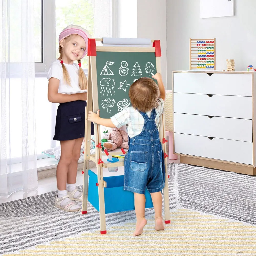 Dobbeltsidet træstaffeli til børn – 3–8 år